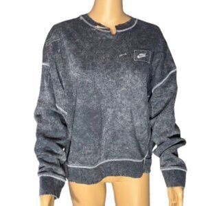Nike Acid Wash Black Crewneck Cropped Long Sleeve Sweatshirt Size XL